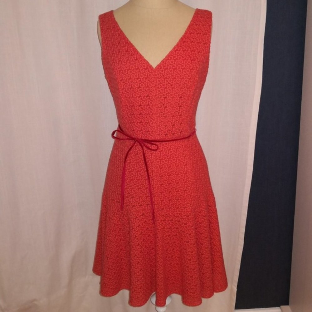 Adolfo Dominguez Orange Embroidered Flower Dress